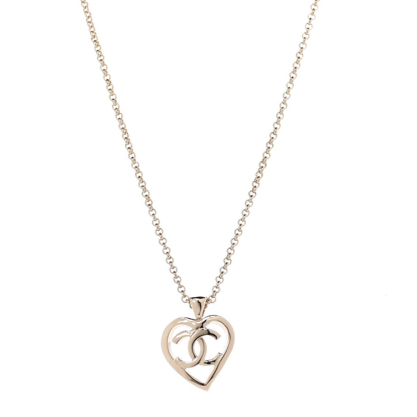 CC Heart Chain Pendant Necklace Gold