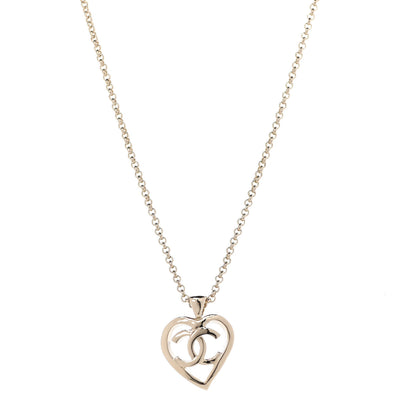 Chanel CC Heart Chain Pendant Necklace Gold 1 of 6