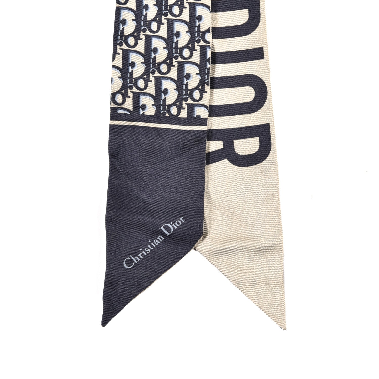 Christian Dior Silk Oblique Mitzah Scarf Blue 2 of 4
