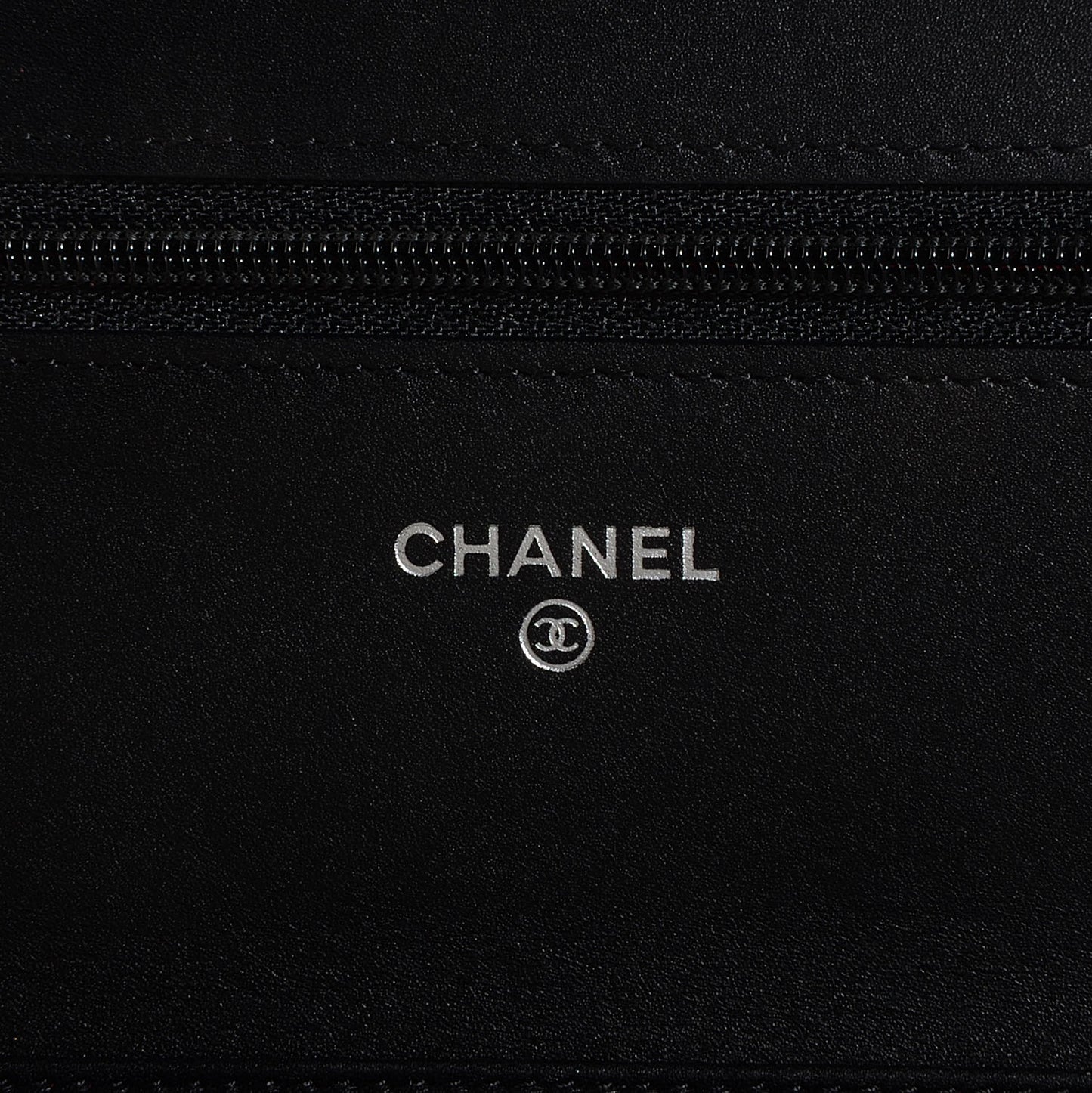 Calfskin Quilted Cambon Wallet On Chain WOC Black