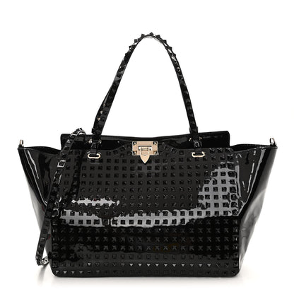 Valentino Garavani Patent Punkouture Medium Rockstud All Over Tote Black 1 of 13