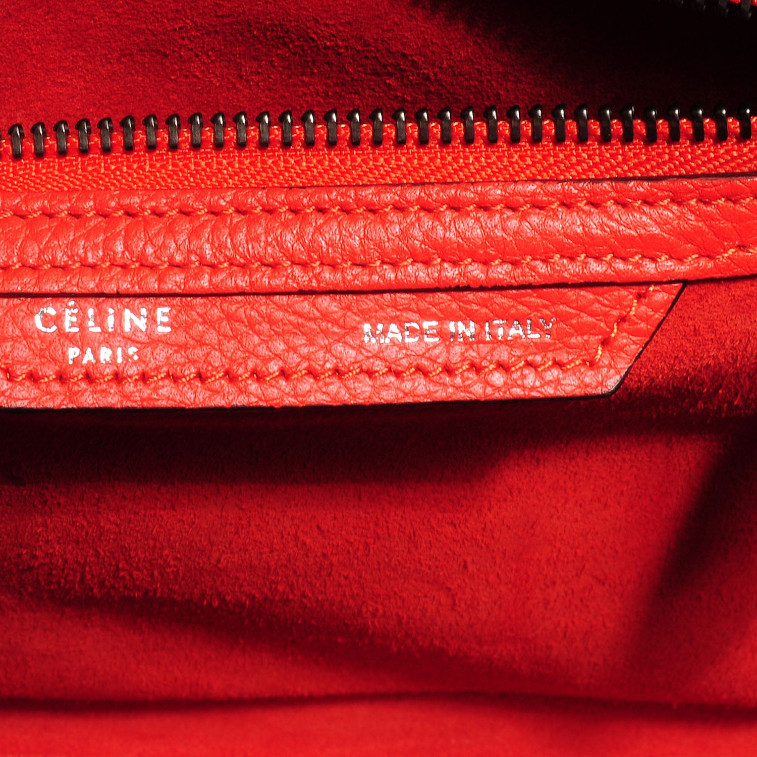 Celine Drummed Leather Micro Luggage Coquelicot 7 of 9
