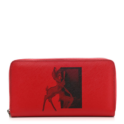 Givenchy Textured Coated Canvas Bambi Print Zip Around Wallet Red 1 of 10