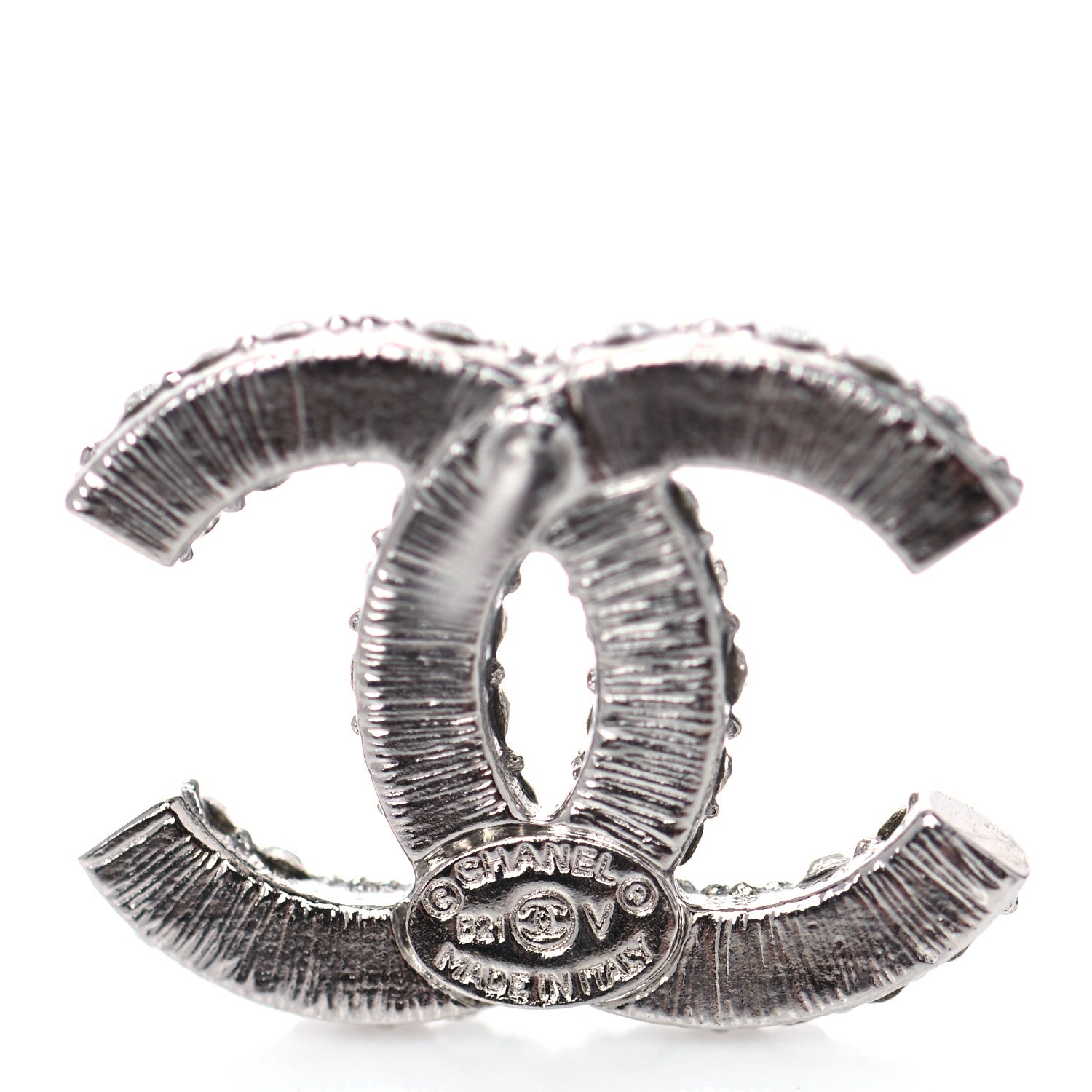 Chanel Crystal CC Earrings Silver 4 of 4