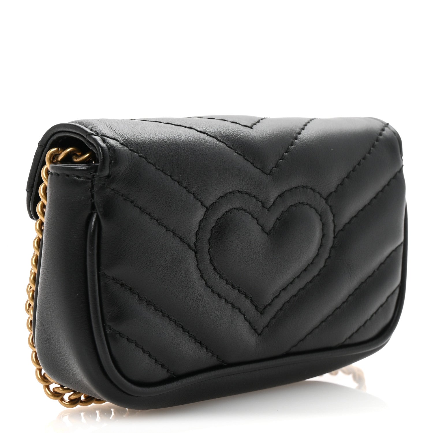 Gucci Calfskin Matelasse GG Marmont 2.0 Coin Purse On A Chain Black 3 of 7