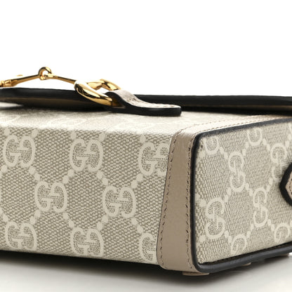 Gucci GG Supreme Monogram Textured Dollar Calfskin Mini Horsebit 1955 Shoulder Bag Beige Mystic White Oatmeal 10 of 10