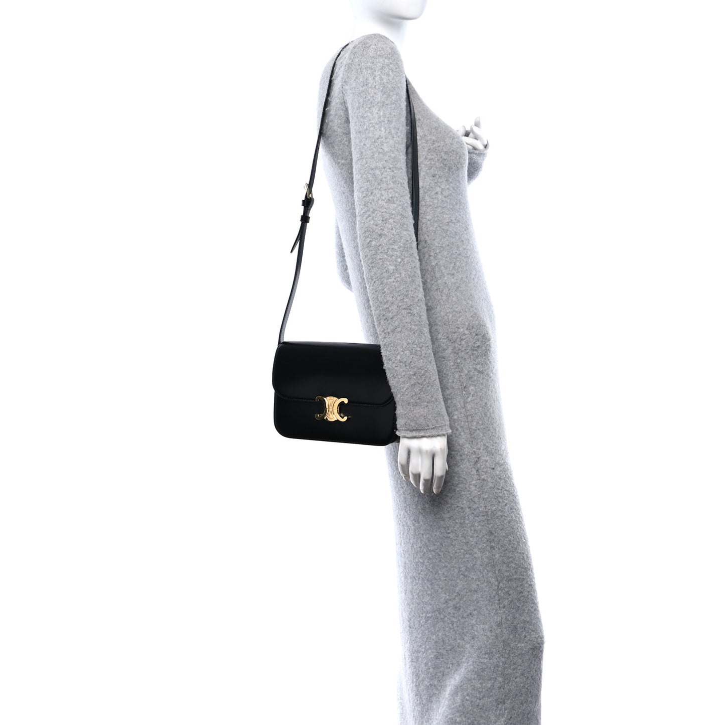 Shiny Calfskin Medium Triomphe Black