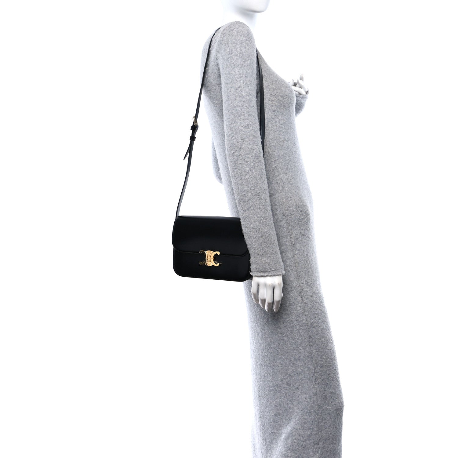Celine Shiny Calfskin Medium Triomphe Black 2 of 9