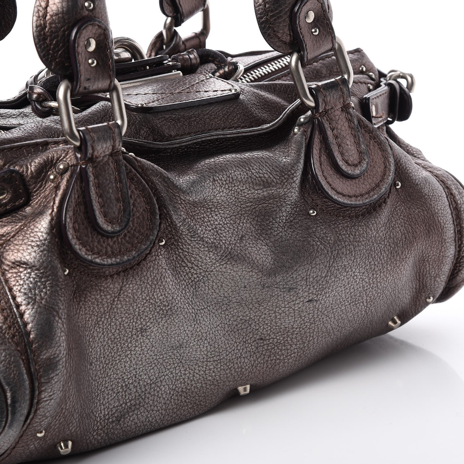 Chloe Metallic Calfskin Medium Paddington Satchel Grey 15 of 17