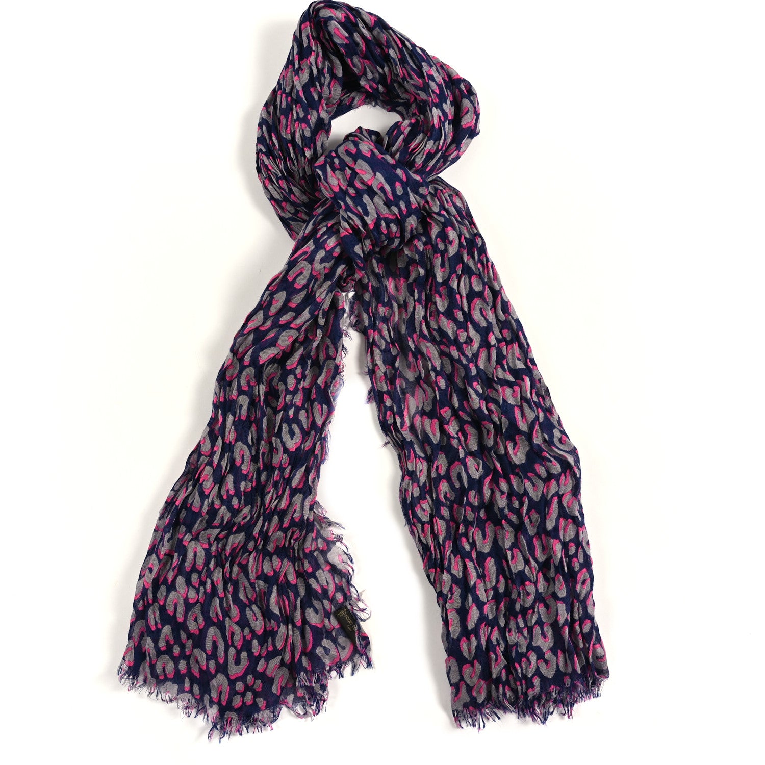 Louis Vuitton Cashmere Silk Sprouse Leopard Shawl Scarf Blue Nuit 1 of 3