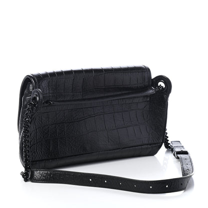 Saint Laurent Crocodile Embossed Calfskin Matelasse Monogram Baby Niki Shoulder Belt Bag Black 2 of 4