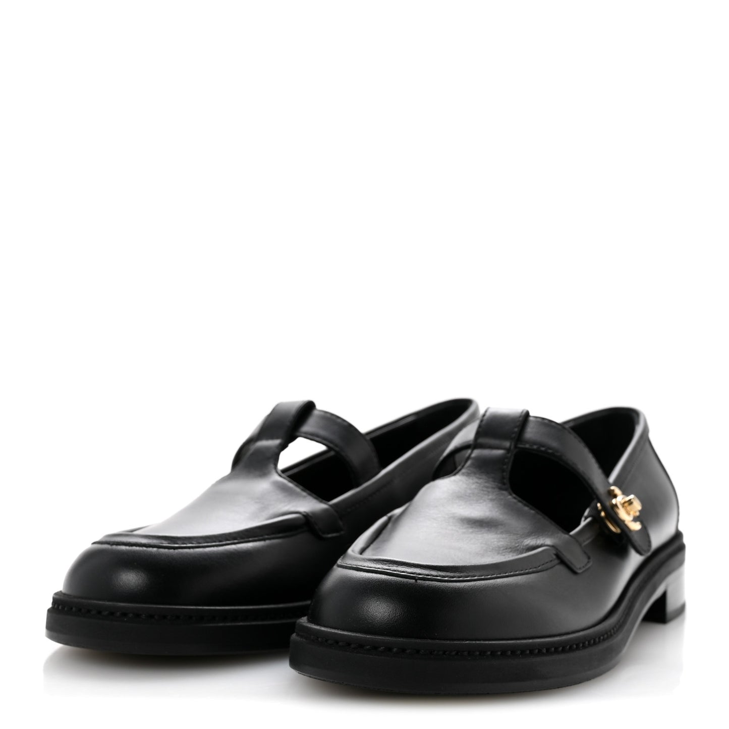 Calfskin CC Turnlock Moccasin Loafers 39 Black