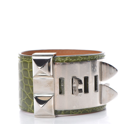 Hermes Shiny Alligator Collier De Chien CDC Bracelet Pelouse 3 of 6