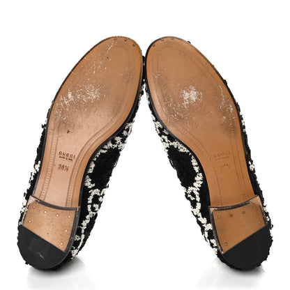 Gucci Tweed GG Monogram Horsebit Womens Jordaan Loafers 38.5 Black Natural 7 of 10