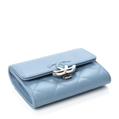 Chanel Caviar Quilted CC Box Flap Card Holder Blue 4 of 9