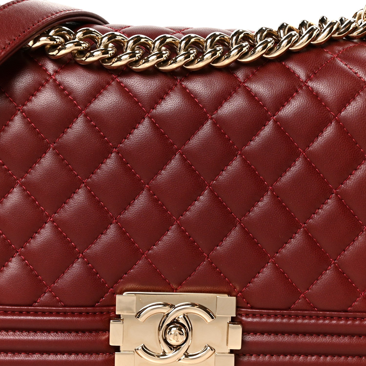 Chanel Lambskin Quilted Medium Boy Flap Burgundy 8 of 10