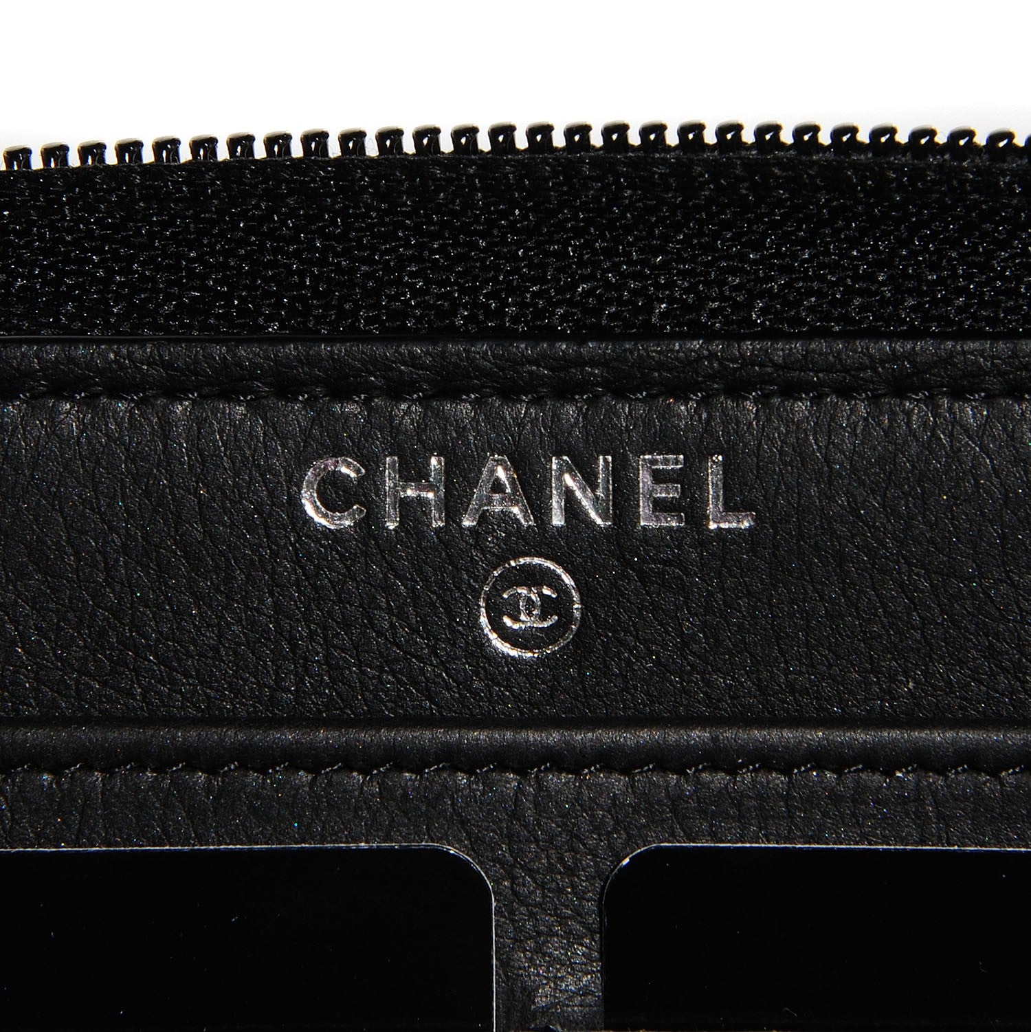 Chanel Calfskin Chevron Zip Around Boy Wallet Black 6 of 8