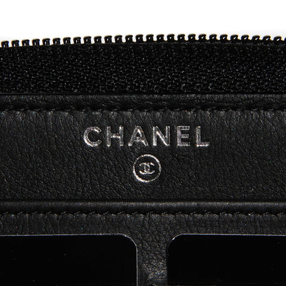 Chanel Calfskin Chevron Zip Around Boy Wallet Black 6 of 8