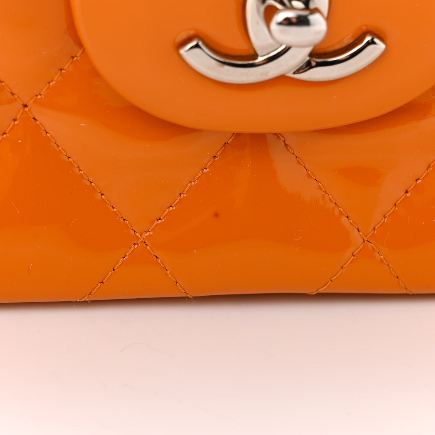 Patent Quilted Jumbo Double Flap Orange