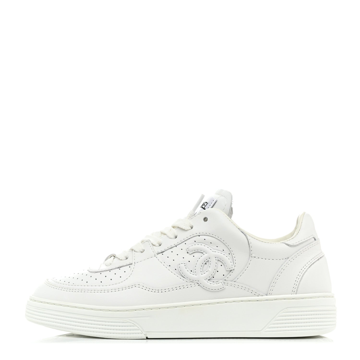 Chanel Calfskin Womens Logo Sneakers 36 White 1 of 9