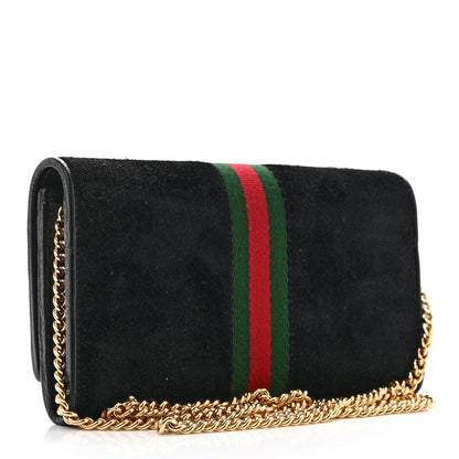 Gucci Suede Patent Web Ophidia Wallet On Chain Black 3 of 13