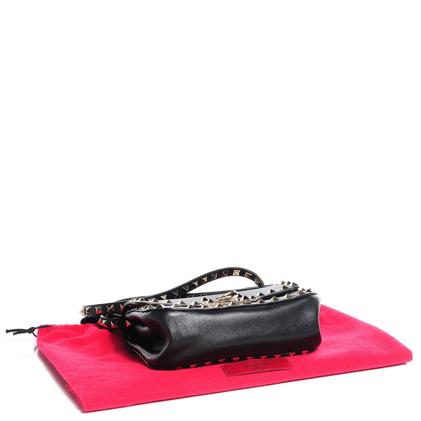 Vitello Mini Rockstud Flap Saddle Crossbody Bag Black