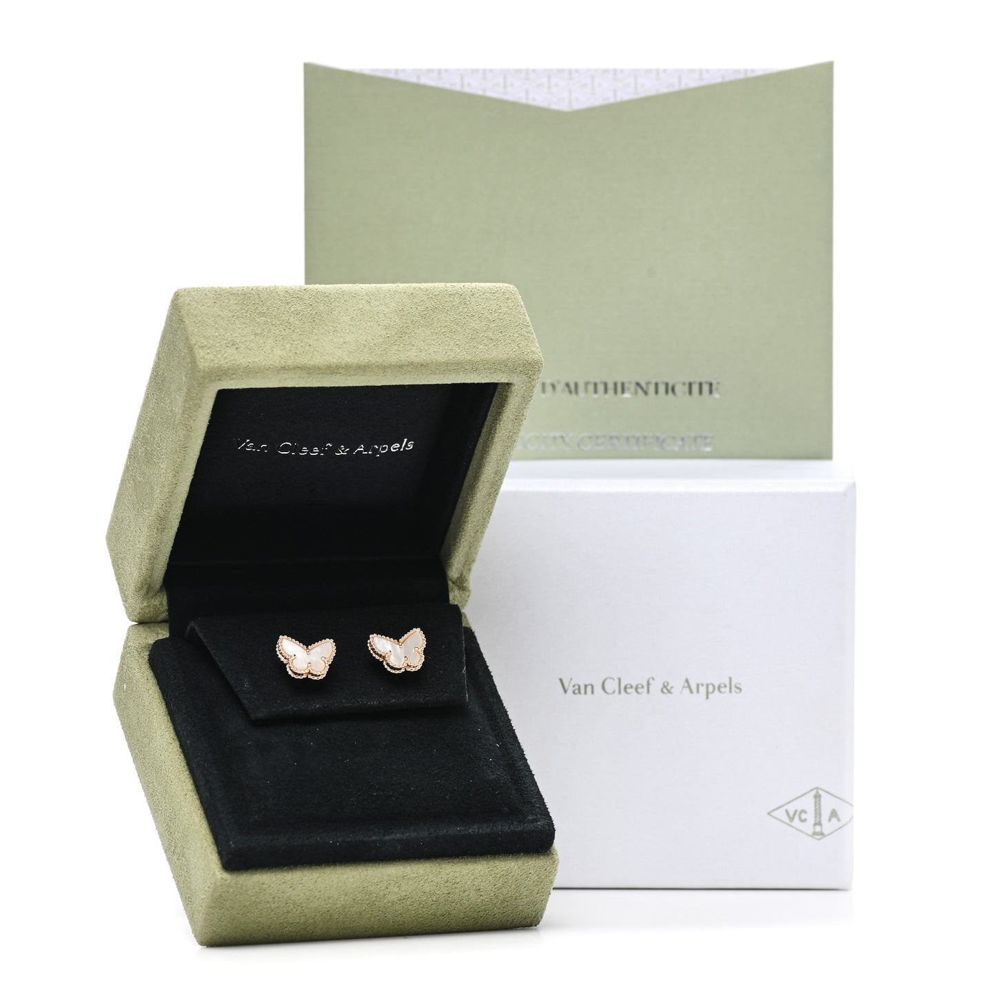 18K Yellow Gold Mother of Pearl Sweet Alhambra Butterfly Earrings
