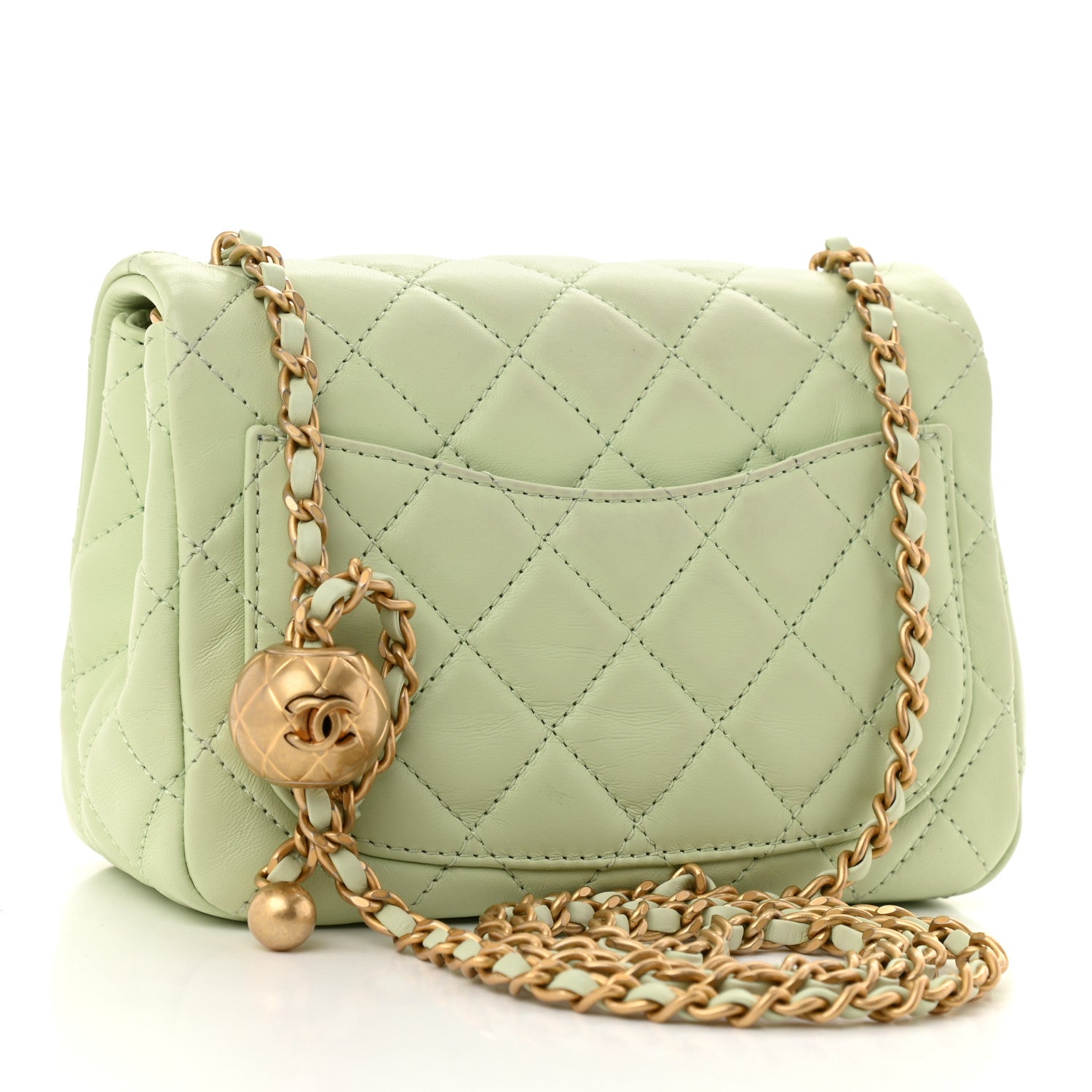Chanel Lambskin Quilted Mini Pearl Crush Flap Light Green 3 of 11