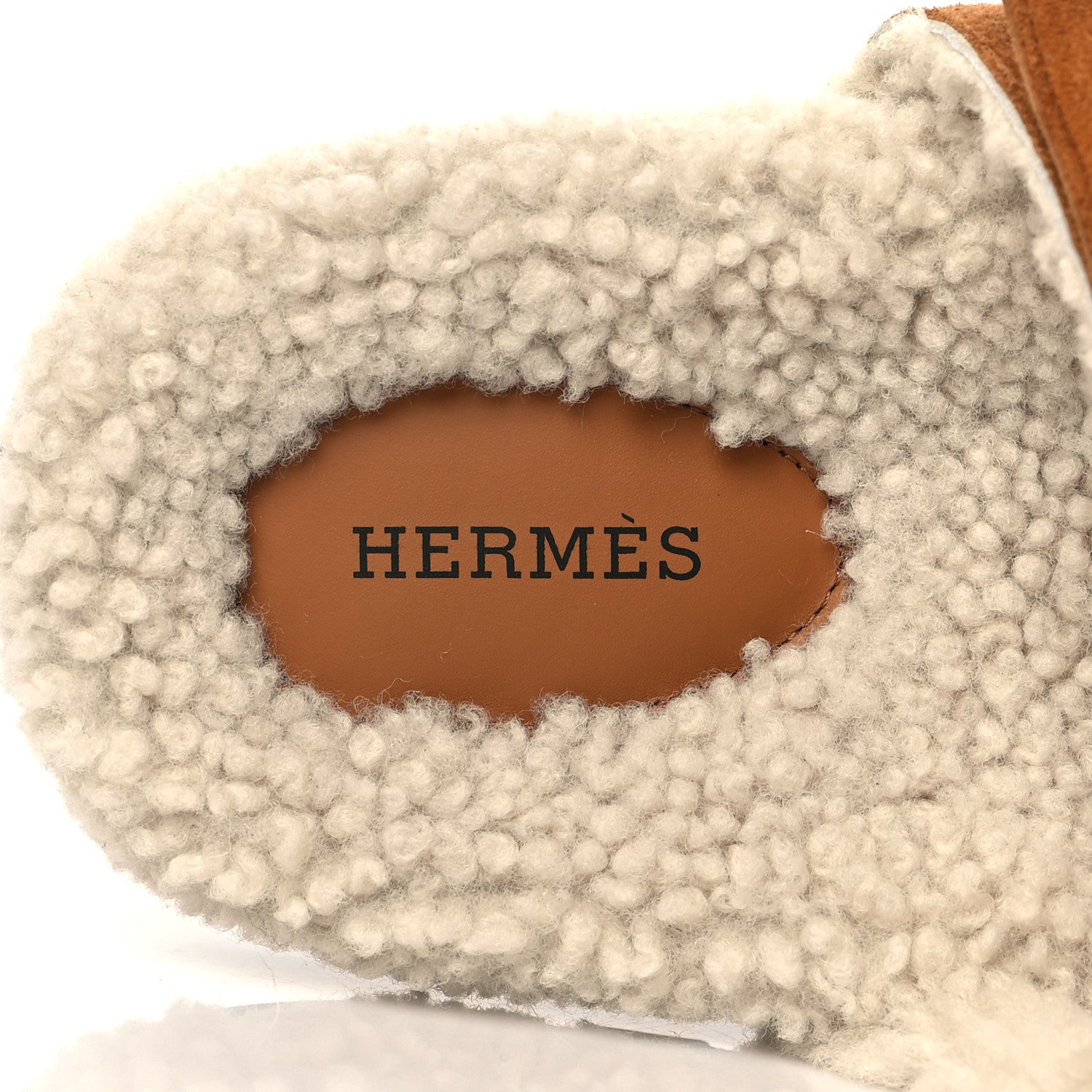 Hermes Suede Goatskin Woolskin Womens Chypre Sandals 39 Brun Fume Ecru 7 of 8
