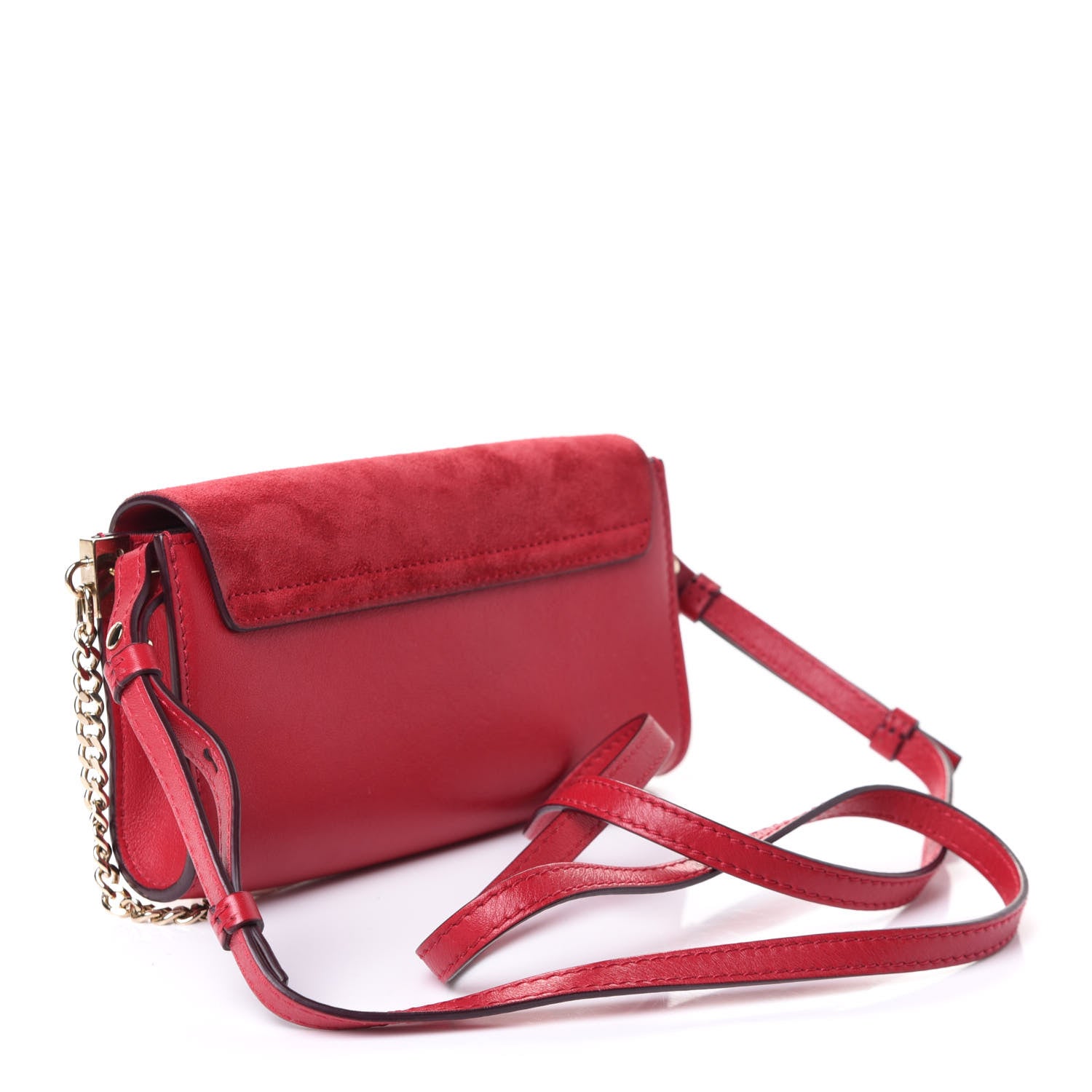 Chloe Suede Calfskin Mini Faye Shoulder Bag Tulip Red 2 of 4