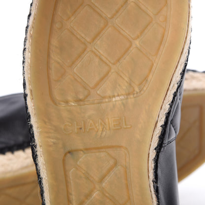 Chanel Lambskin Quilted CC Espadrilles 38 Black 6 of 10