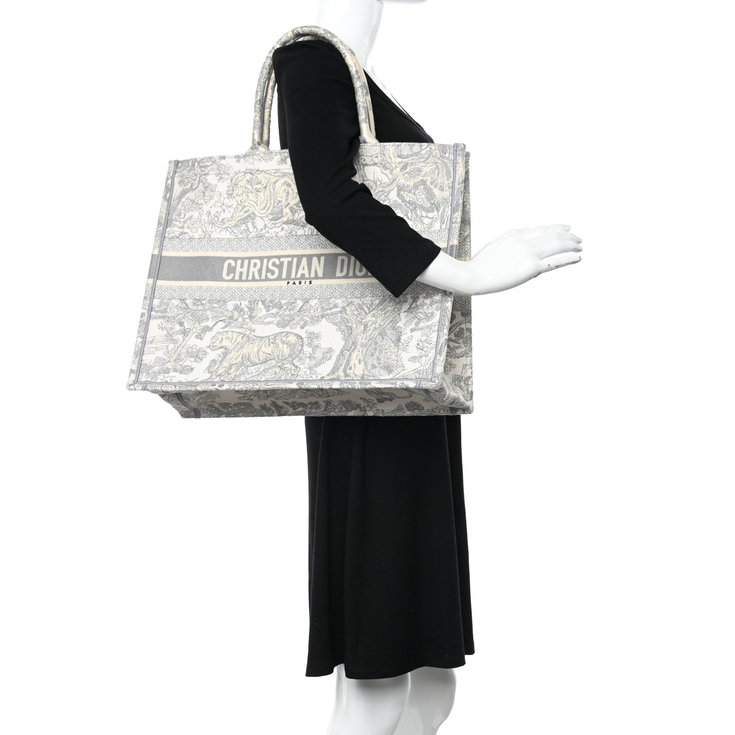 Canvas Embroidered Large Dioriviera Toile De Jouy Book Tote Gray