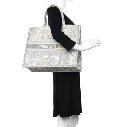 Christian Dior Canvas Embroidered Large Dioriviera Toile De Jouy Book Tote Gray 3 of 10