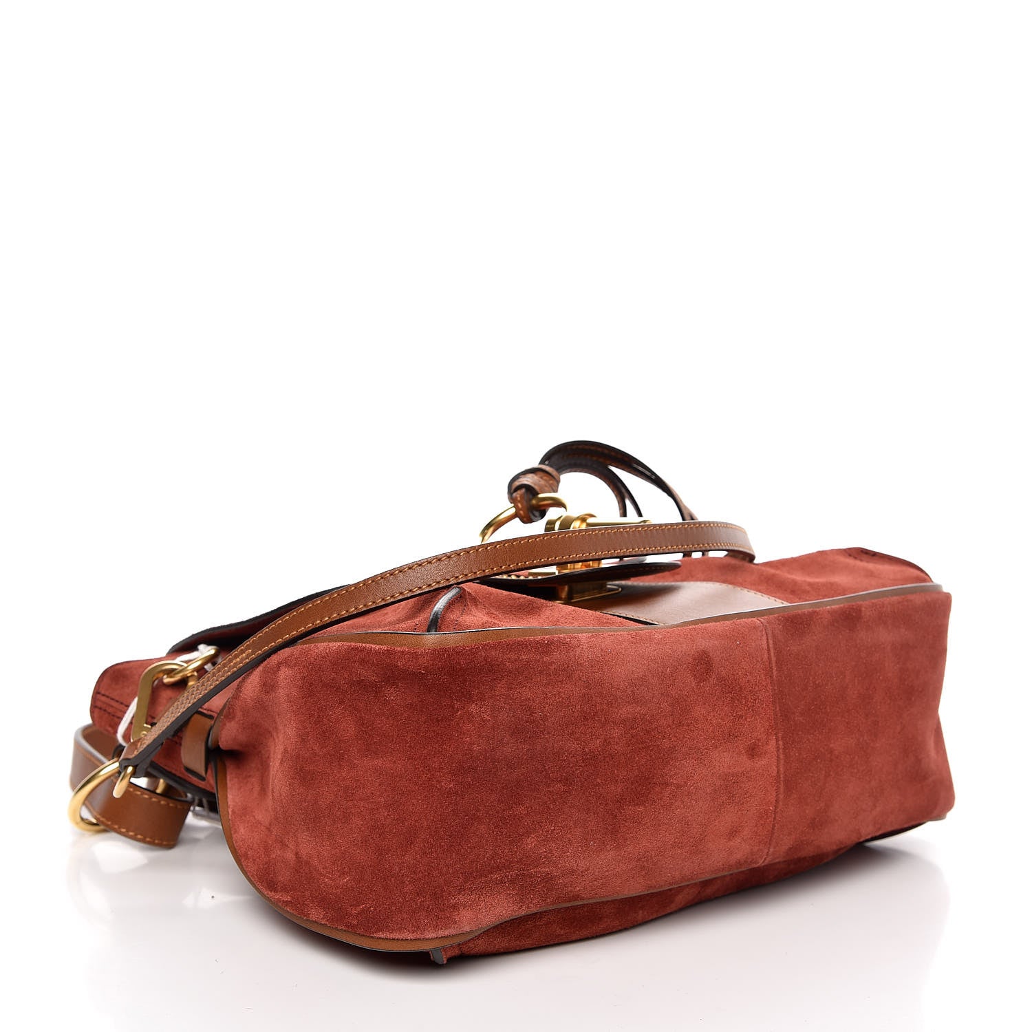 Chloe Suede Studded Small Lexa Shoulder Bag Saffron Red 4 of 8