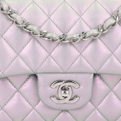 Chanel Iridescent Calfskin Quilted Small Double Flap Light Purple 8 of 10