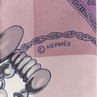 Hermes Silk Mors Et Gourmettes Vichy Twilly Parme Mauve White 2 of 4
