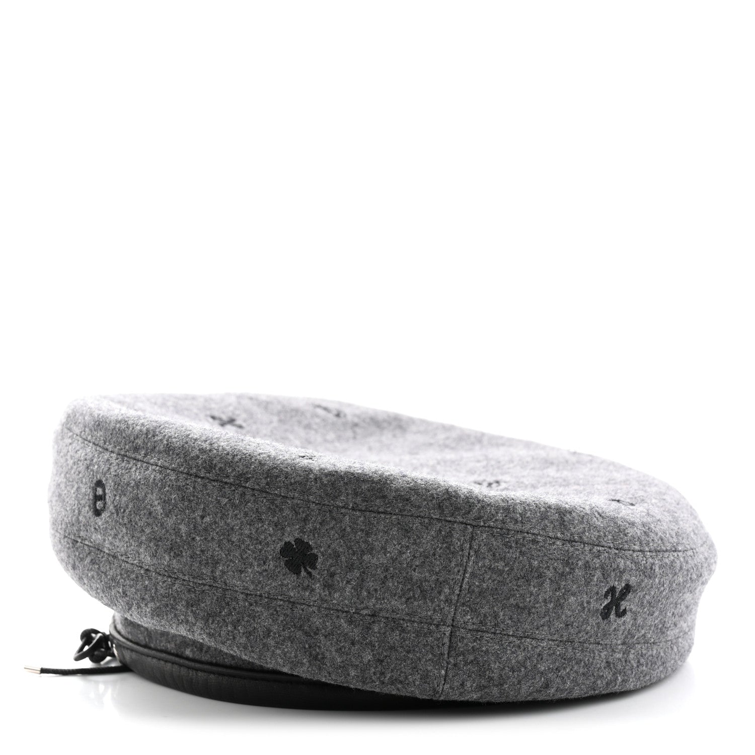 Hermes Cashmere Lambskin Saint-Honore Charms Beret 56 Charbon 4 of 12