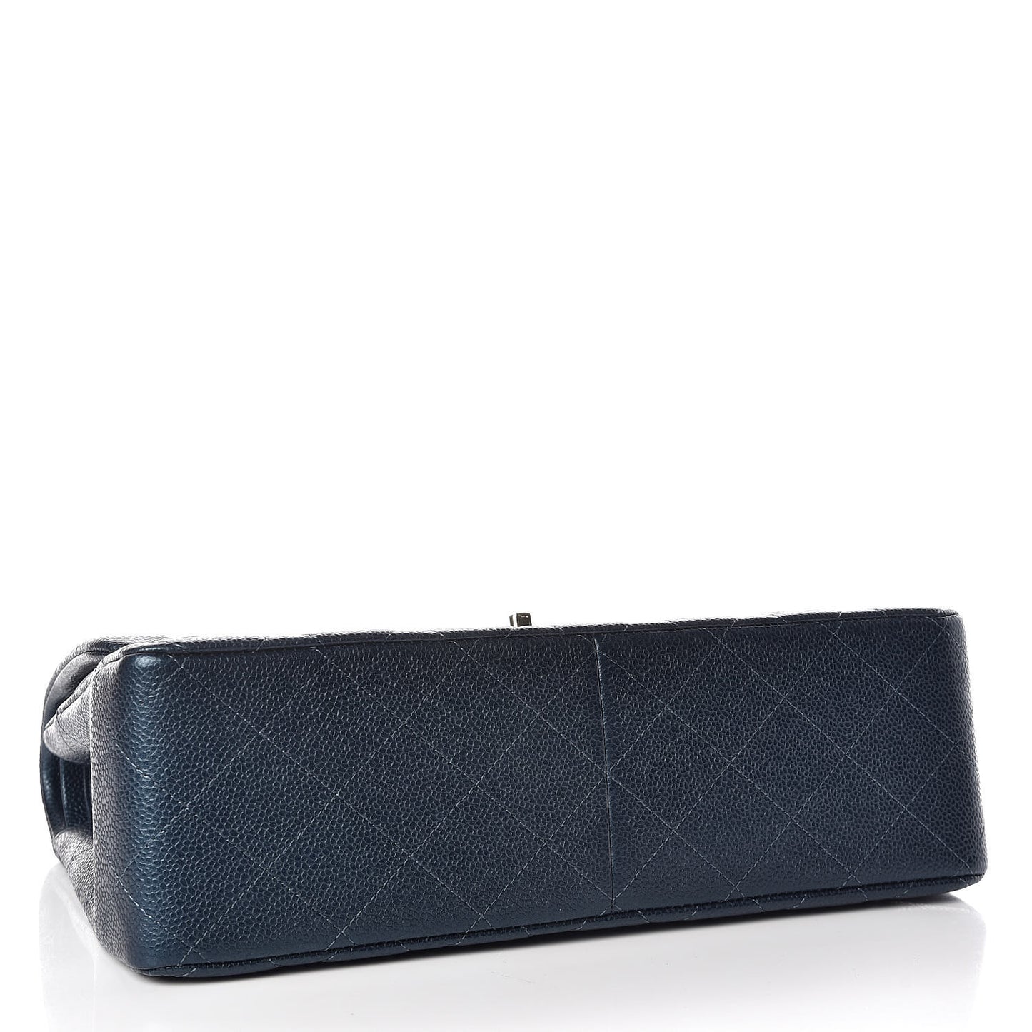 Iridescent Caviar Quilted Jumbo Double Flap Dark Blue