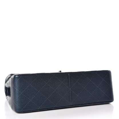 Chanel Iridescent Caviar Quilted Jumbo Double Flap Dark Blue 4 of 10
