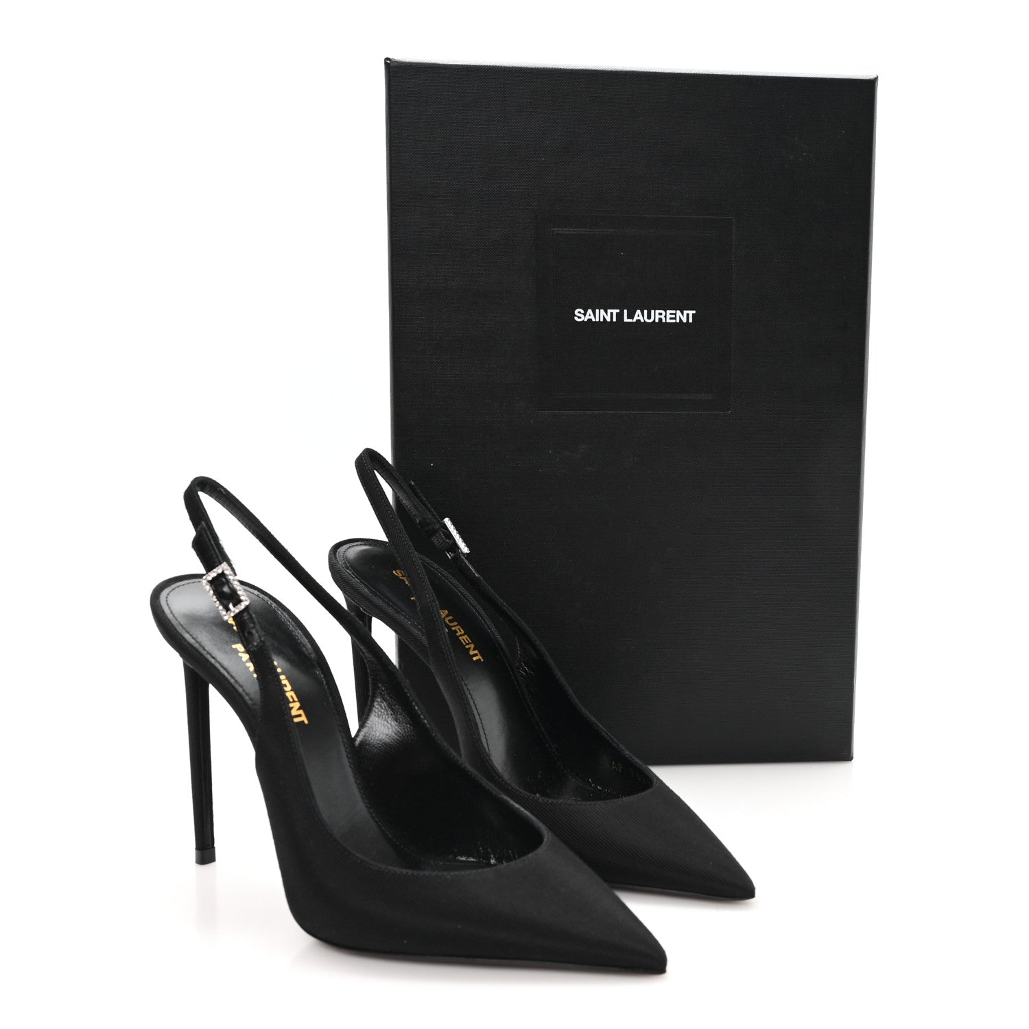 Saint Laurent Grosgrain Penelope Zoe 105 Slingback Pump 36.5 Black 10 of 10
