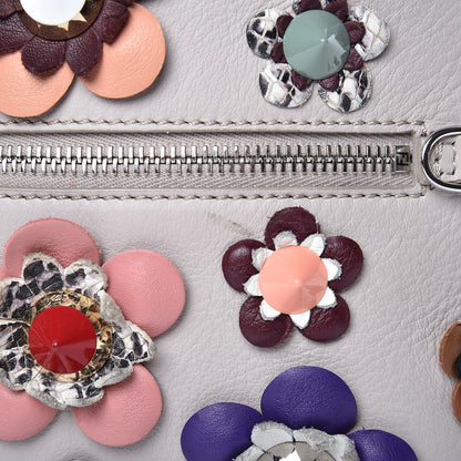 Fendi Vitello Dolce Flowerland Studded Mini Backpack Grigio Polvere Multicolor 8 of 15