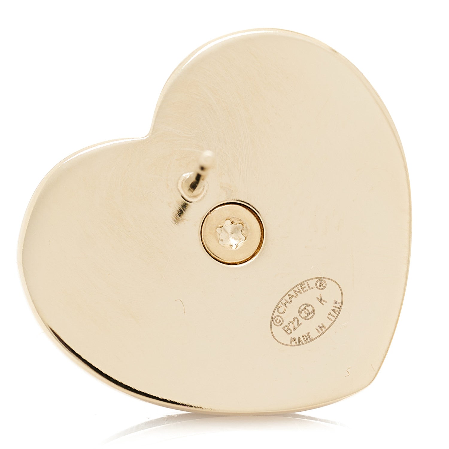 Chanel Lambskin CC Heart Earrings Black Gold 3 of 5