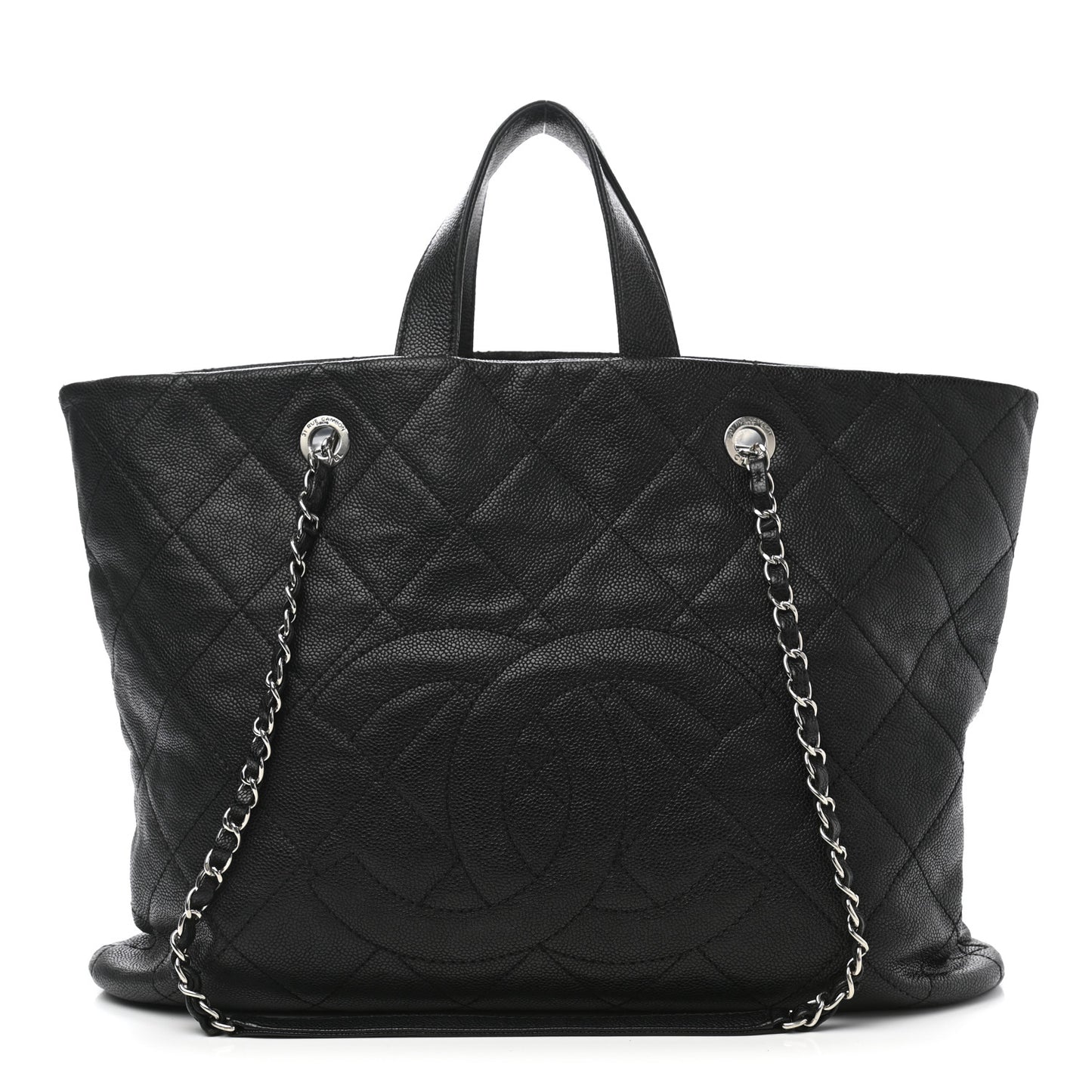 Caviar Quilted Large CC Tote Black