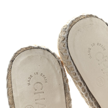 Chanel Mesh Grosgrain CC Espadrilles Mule 36 Beige Black 12 of 15