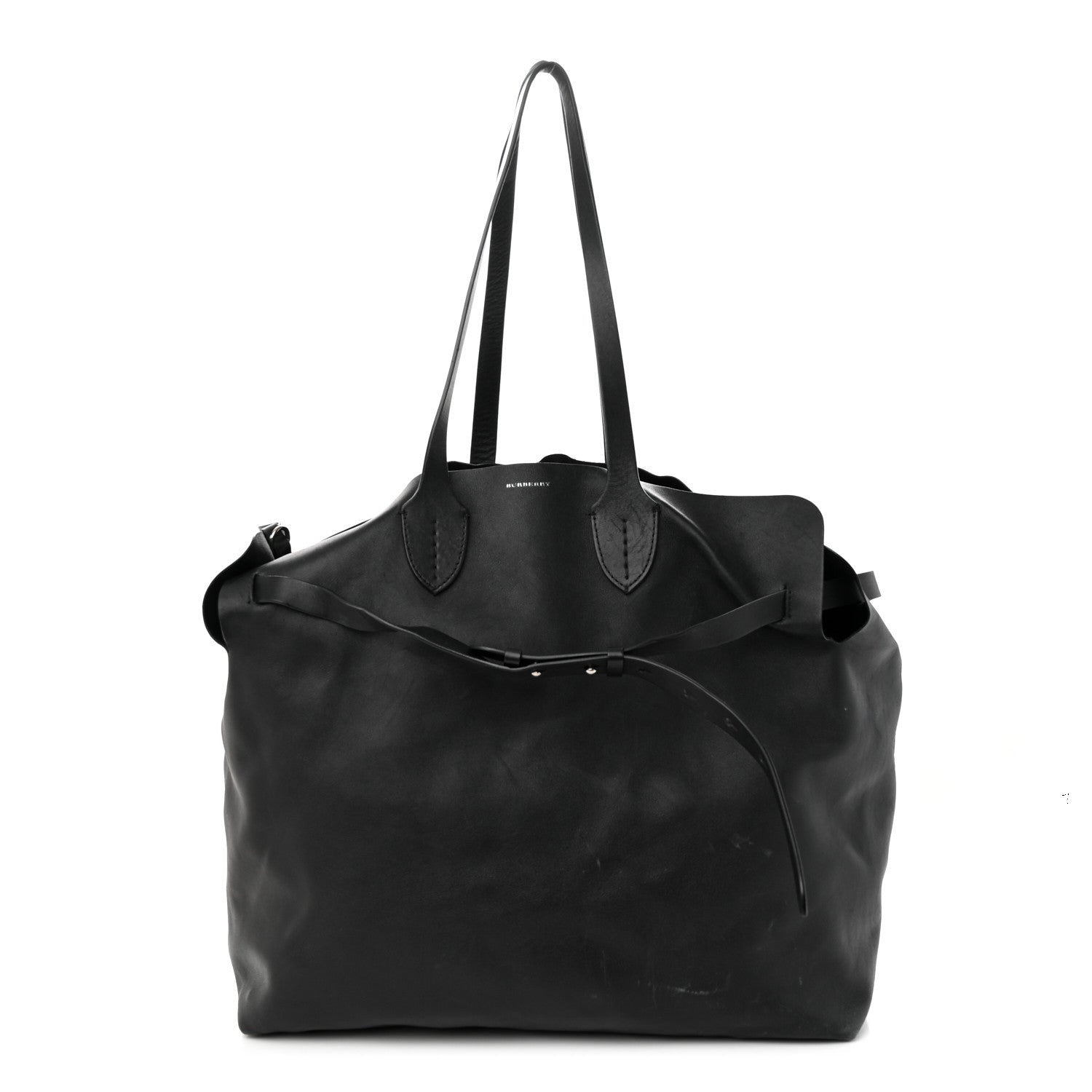 Burberry Calfskin Large Belt Tote Black 3 of 13