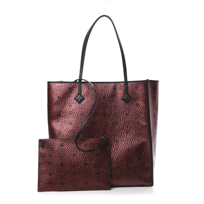 MCM Metallic Visetos Medium Kira North South Shopper Tote Scooter Red 1 of 11
