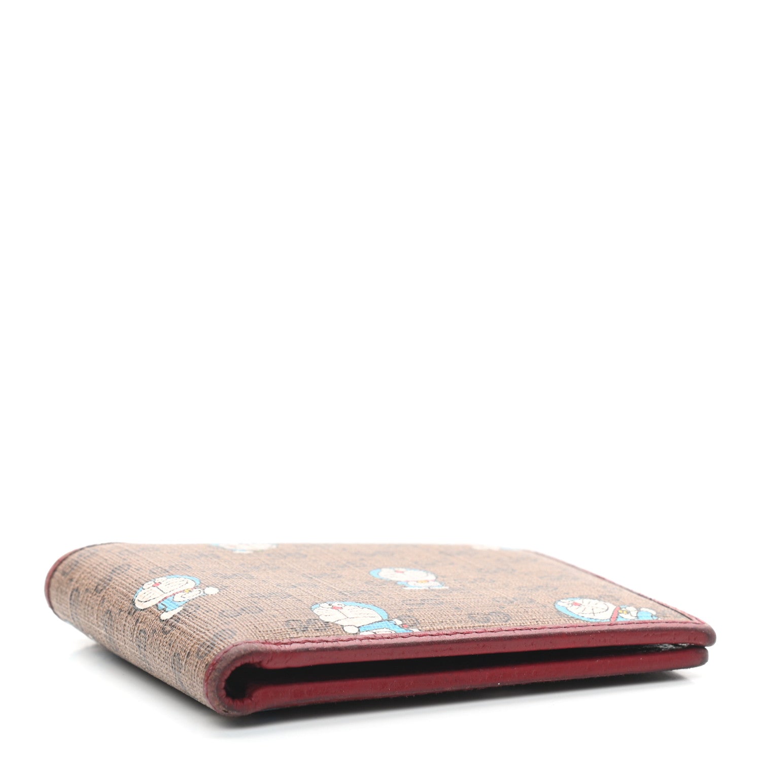 Gucci X DORAEMON Mini Vintage GG Supreme Monogram Bi-Fold Wallet Beige Cherry Red 4 of 7