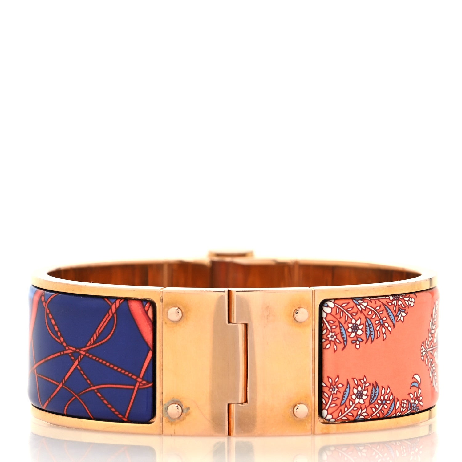 Hermes Enamel Printed Wide Coup De Fouet Au Bloc Hinged Bracelet M Rayon 3 of 5