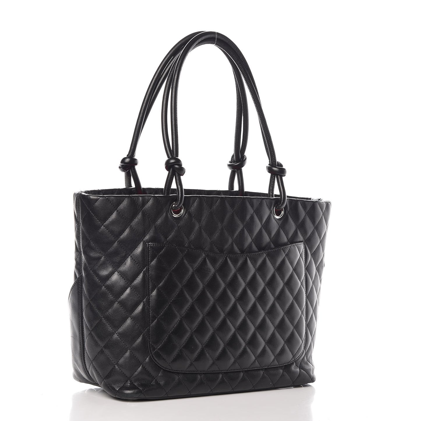 Calfskin Quilted Large Cambon Tote Black White