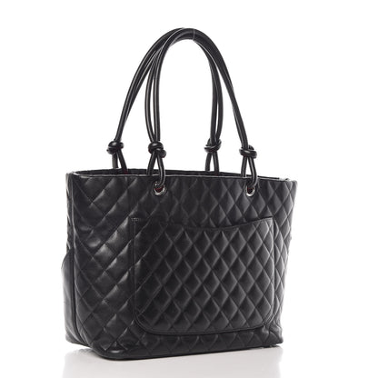 Chanel Calfskin Quilted Large Cambon Tote Black White 3 of 18